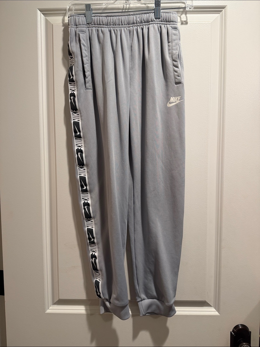 Nike Light Gray Joggers with Black & White Side Tape